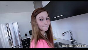 Bony Teenage Porks Beau in Kitchen -