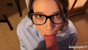Geeky Worker 1 - Worker blackmailed into throating chisel - kinkycouple111