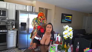 Hotwife Plumper neighbor gets humped by a clown
